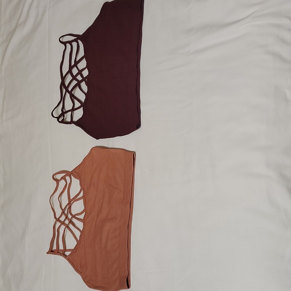Zenana Outfitters Bralette (TWO) size L/XL. Colors: Rust and Peach